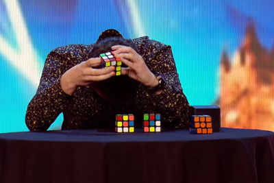 Romanian Guy Flaviea Solves Three Rubik's Cubes Blindfolded At Britain's Got Talent Romanian Guy Flaviea Solves Three Rubik's Cubes Blindfolded At Britain's Got Talent