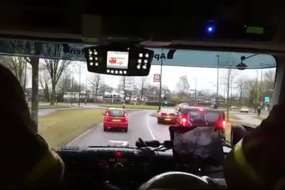 Fiat Acts Like A Deer Caught In The Headlights Of A Fire Engine In Netherlands Fiat Acts Like A Deer Caught In The Headlights Of A Fire Engine In Netherlands