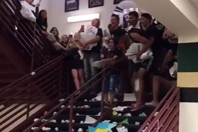 Students On The Last Day Of School Throw An Insane Amount Of Paper Down The Stairs Students On The Last Day Of School Throw An Insane Amount Of Paper Down The Stairs