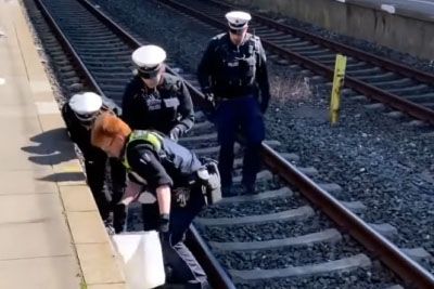 Policisti na železniških tirih rešili račje mladičke: Prizor je uspešnica na spletu!