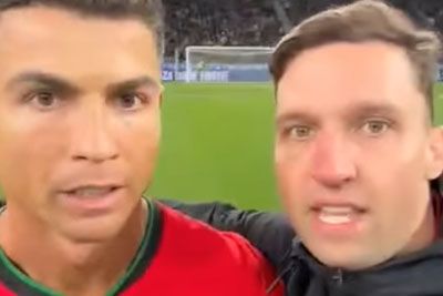 VIDEO: Posnetek navijača, ko je včeraj v Stožicah poljubil Cristiana Ronalda