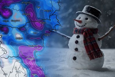 Animacija, kako bo jutri zasnežilo Slovenijo – imeli bomo bel božič