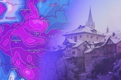 Animacija sneženja, ki bo jutri zajelo Slovenijo: V četrtek mraz do -15 °C