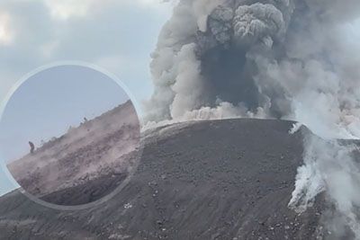 Grozljiv posnetek po izbruhu vulkana: Bežali za življenje, z neba padale skale