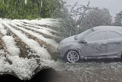 V Brežicah sodra klestila 15 minut, ponekod kot sredi zime: Poglejte posnetke
