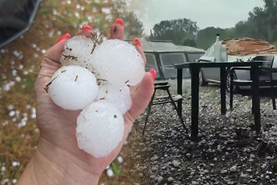 Debela toča v Rovinju presegla 5 cm: Poglej, kako je klestilo v kampu