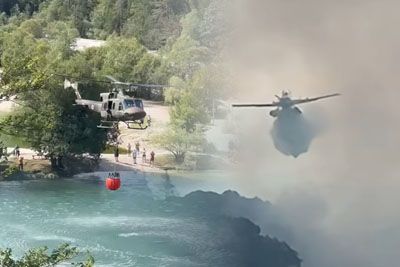 Požar nad Kranjsko Goro: Helikopter, štiri letala in več kot 40 gasilcev