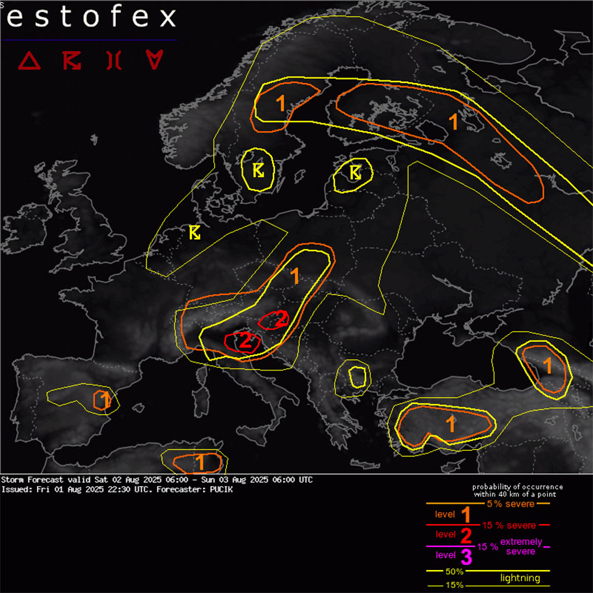 Opozorilo pred današnjimi nevihtami za Evropo
