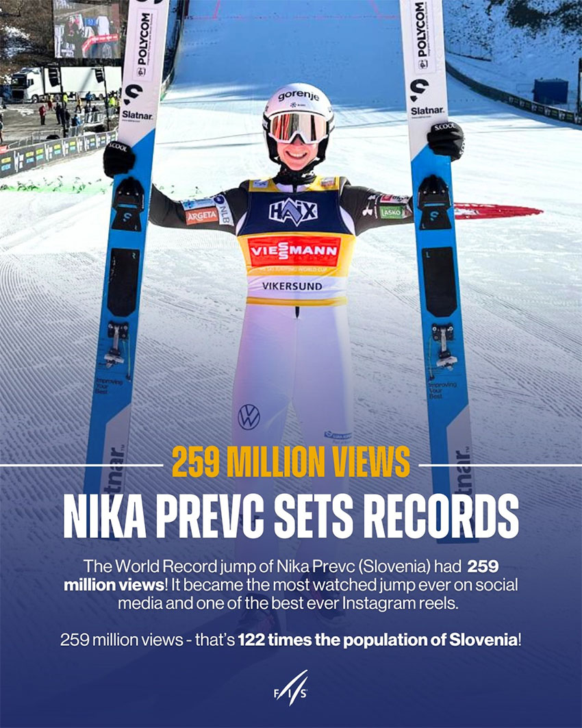 Na Mednarodni smučarski zvezi FIS so se spomnili na rekorden polet Nike Prevc