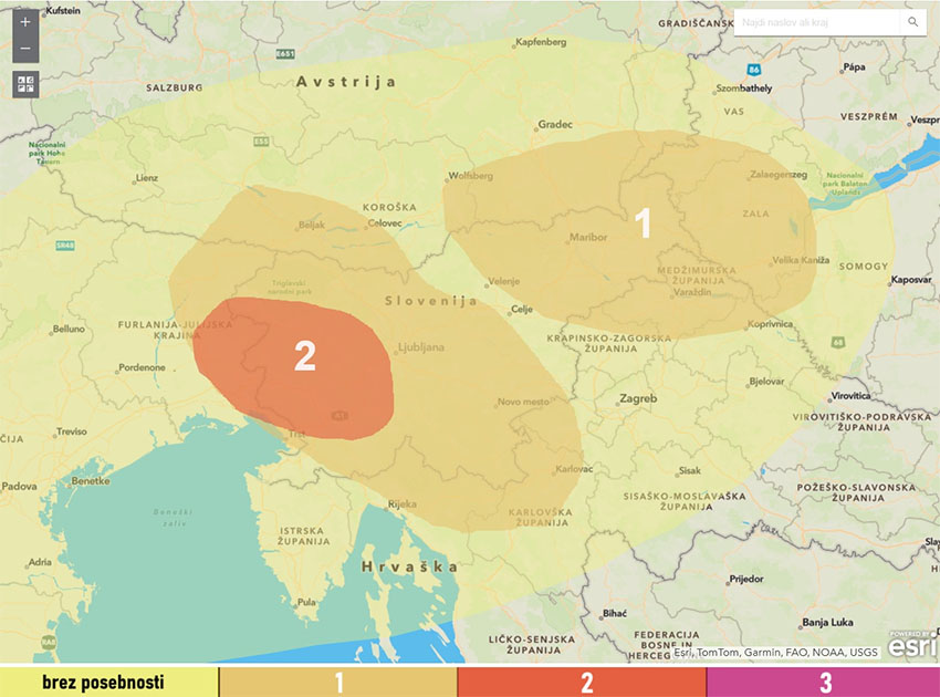 Drugo najvišje opozorilo pred nevihtami za zahodno Slovenijo
