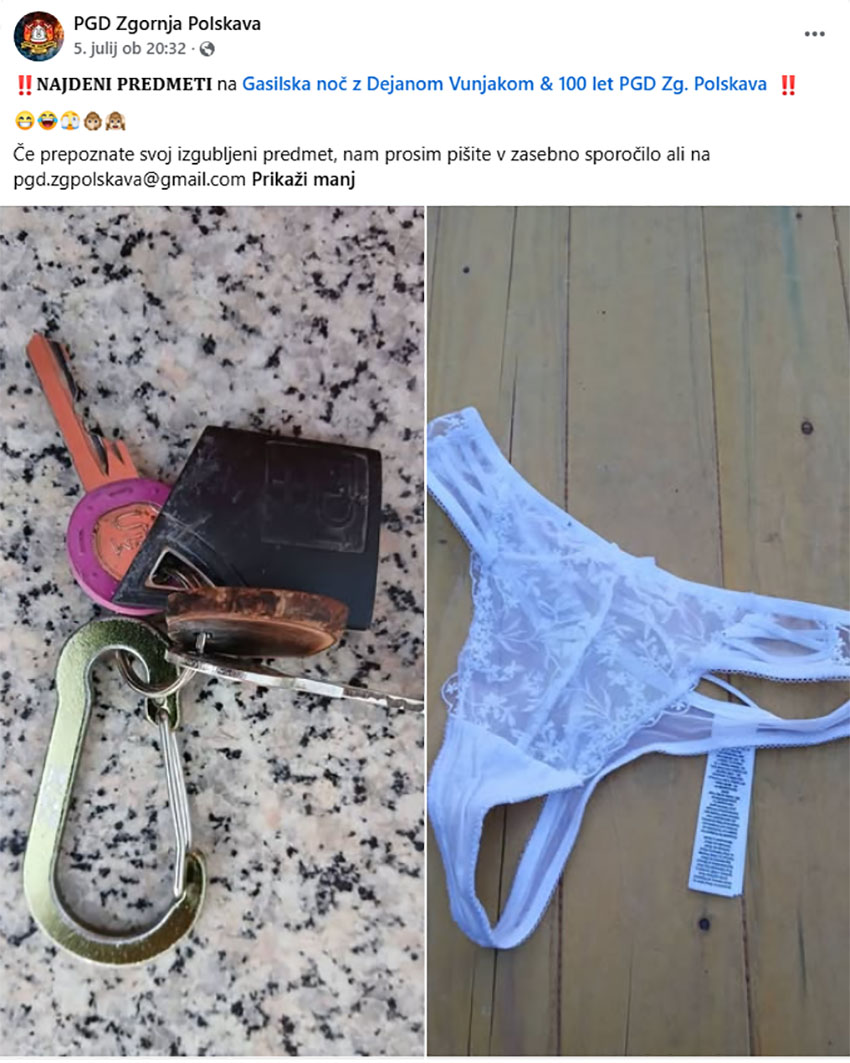 PGD Zgornja Polskava objavila fotografijo izgubljenih tangic