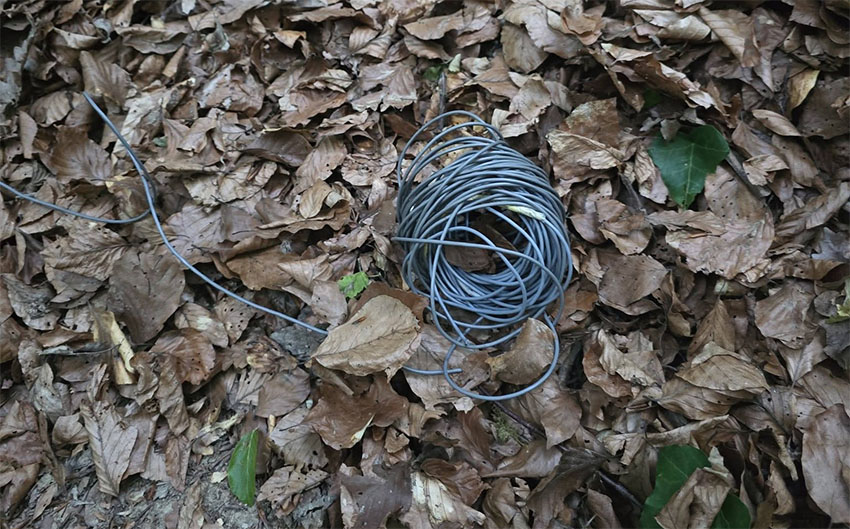 Žica na območju Poljčan, kot past bila napeta preko poti