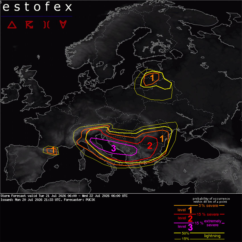Estofex izdal 3. stopnja opozorila za hrvaško obalo