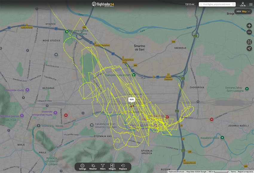 Po domnevnem ropu gotovine v zraku nad Ljubljano policijski helikopter