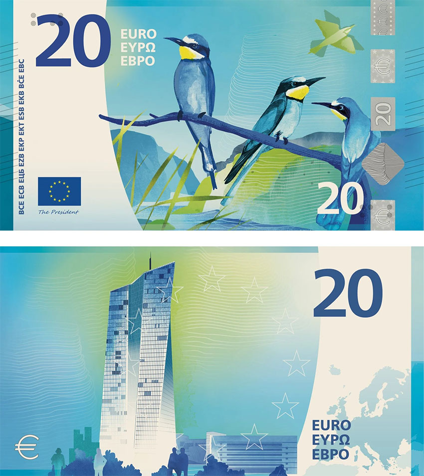Grafični predlog za novo serijo evrskih bankovcev za 20 evrov