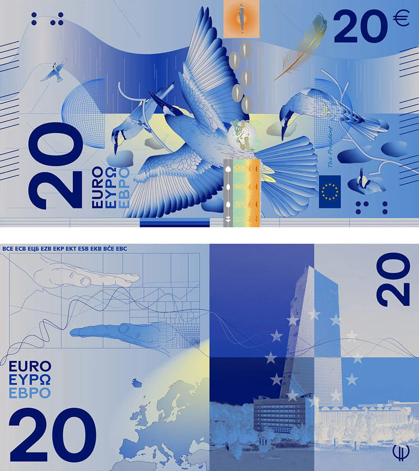 Grafični predlog za novo serijo evrskih bankovcev za 20 evrov