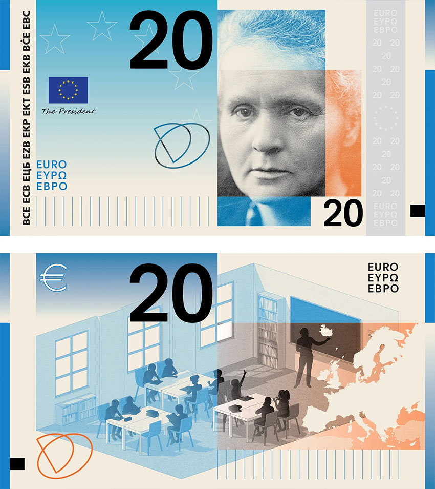 Grafični predlog za novo serijo evrskih bankovcev za 20 evrov