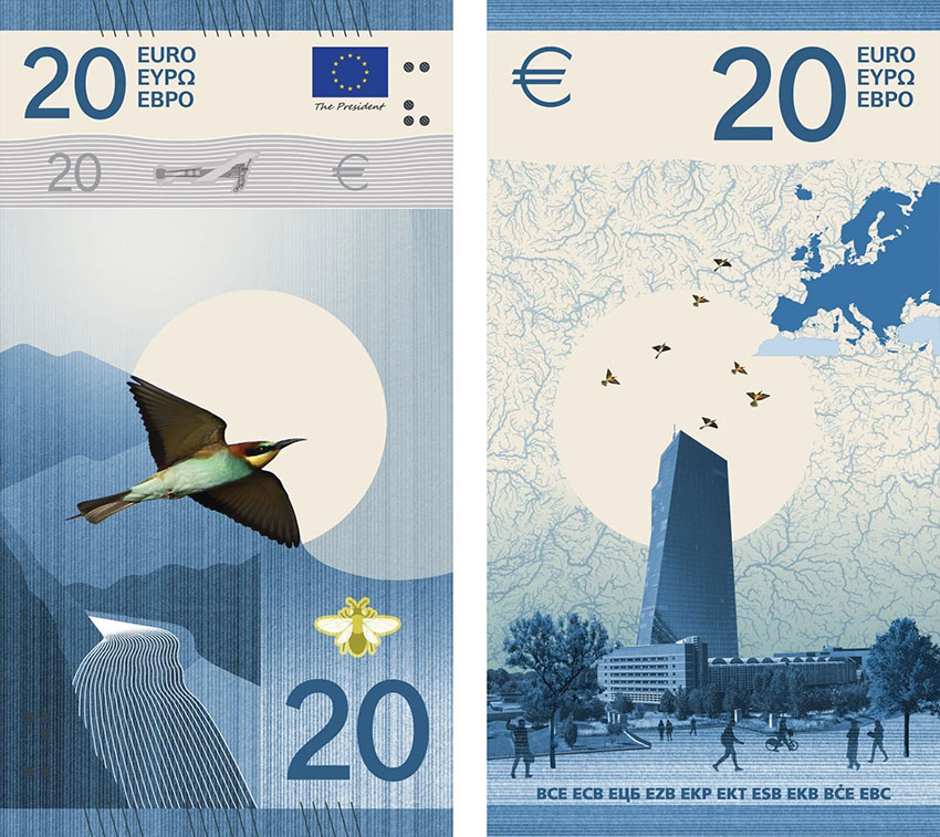 Grafični predlog za novo serijo evrskih bankovcev za 20 evrov