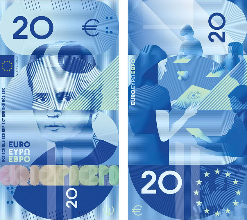 Grafični predlog za novo serijo evrskih bankovcev za 20 evrov
