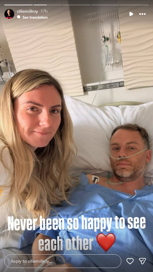 Ollie Millroy se je na Instagramu oglasil iz bolnišnice