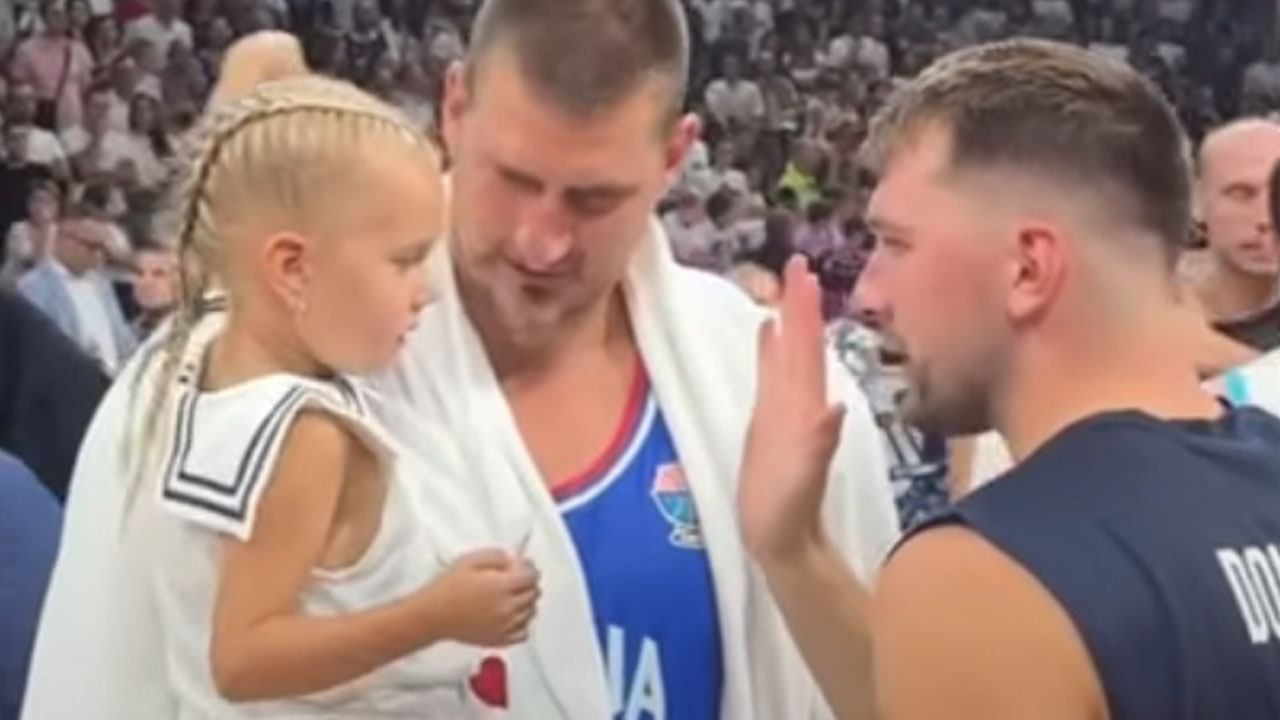 Luka Dončić po tekmi proti Srbiji pozdravil deklico Ognjeno, hčerko Nikole Jokića