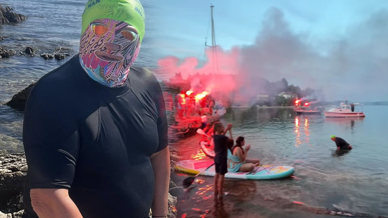 Martin Strel je na Hrvaškem preplaval 25 kilometrov, domačini so ga na cilju pričakali z baklami