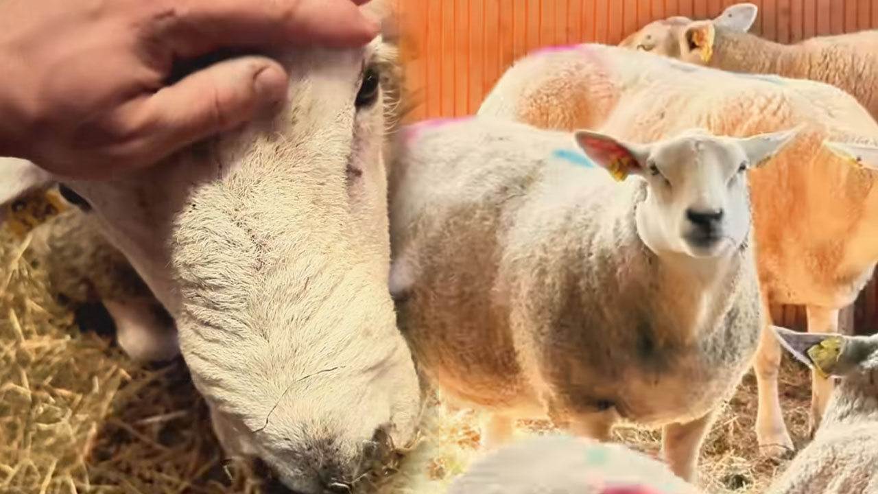 Posnetek ovčk iz slovenskih hlevov, ki bolehajo za boleznijo modrikastega jezika