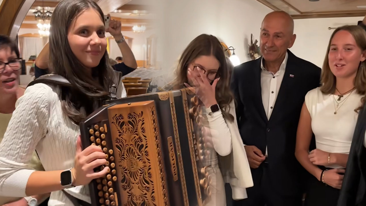 Janez Janša objavil posnetek deklice, ko je na harmoniko zaigrala slovensko uspešnico