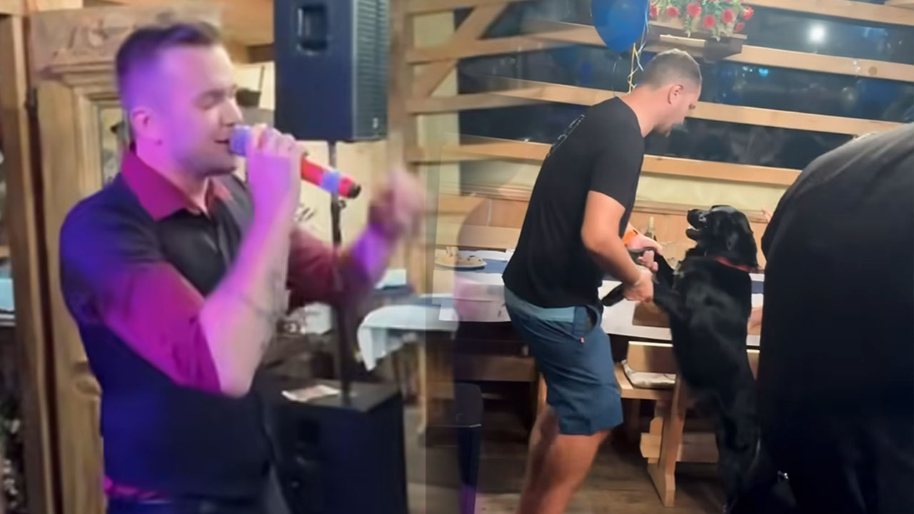 Luka Basi je zapel na zabavi, gledalce je navdušil kuža s plesom