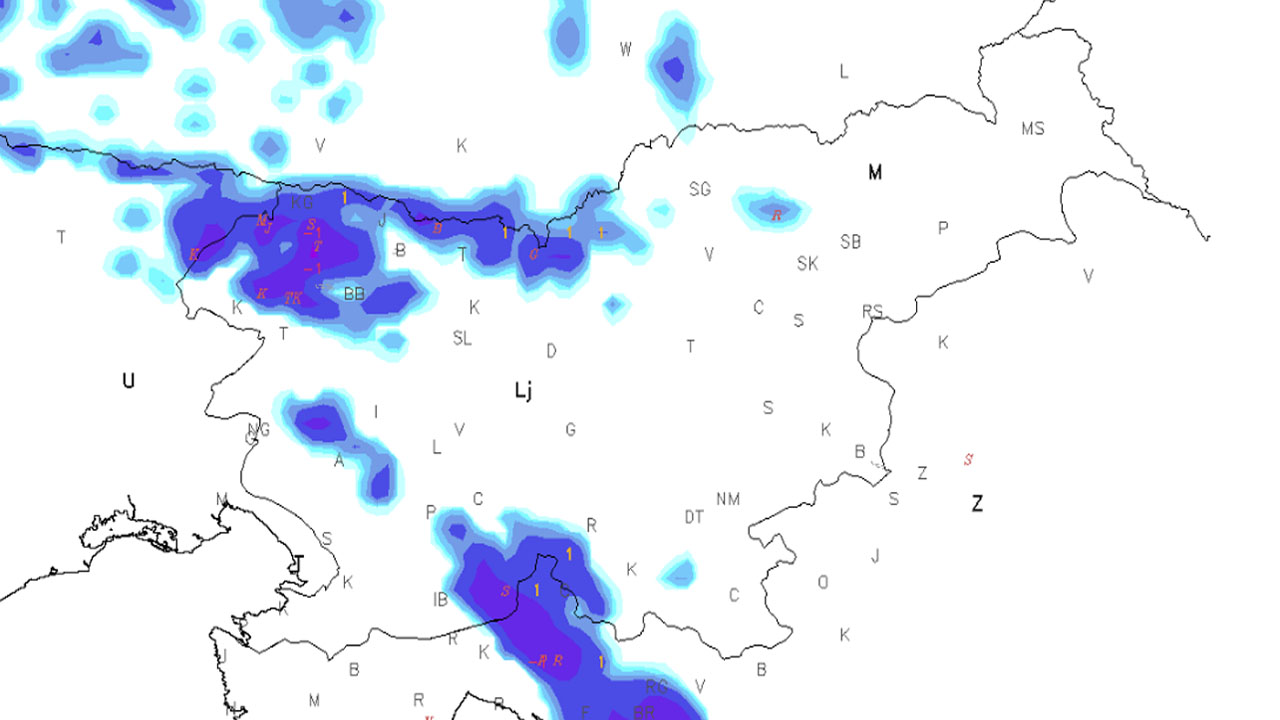 Višina novozapadlega snega v Sloveniji za nedeljo