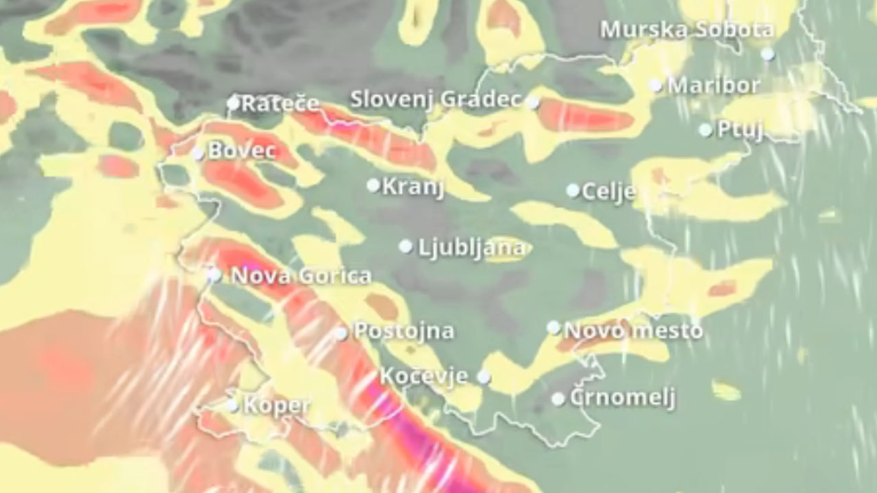 Jutri v četrtek bo Slovenijo zajel močan veter, na Primorskem bo presegal hitrost 70 km/h