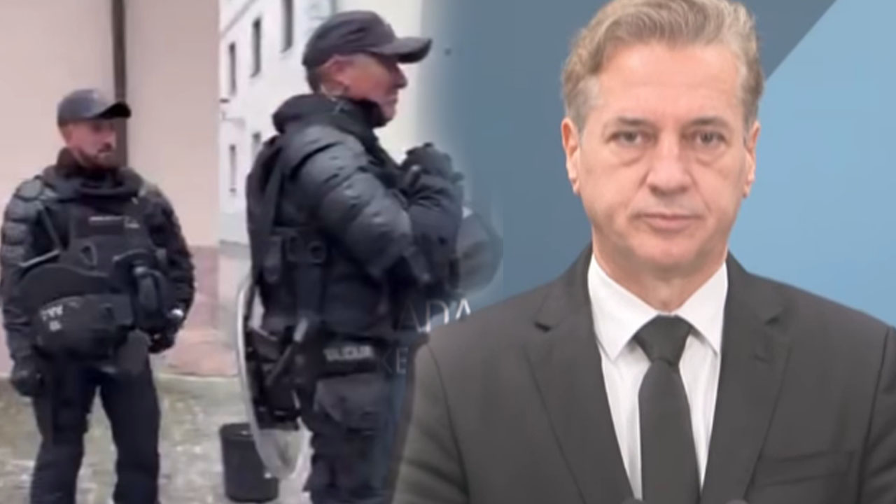 Robert Golob je v Novo mesto prispel v spremstvu policije