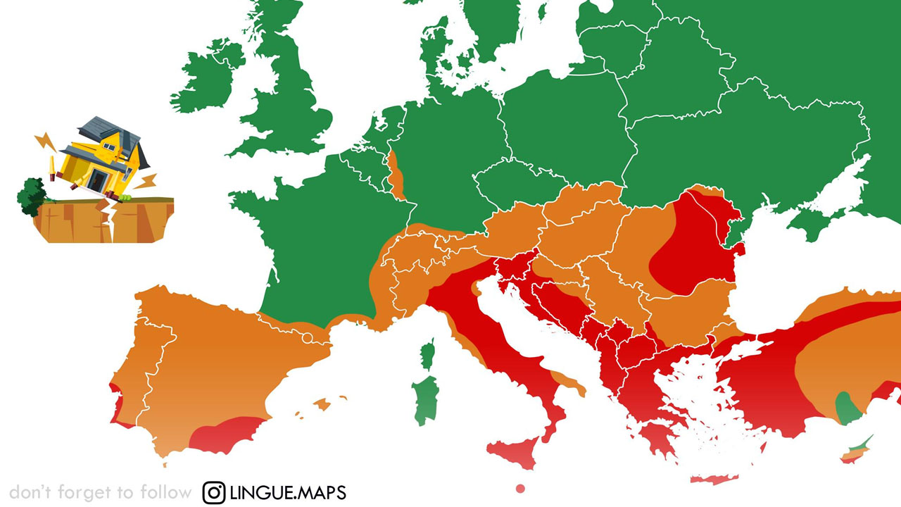 Nov zemljevid potresno najbolj ogroženih držav, Slovenija obarvana v rdečo