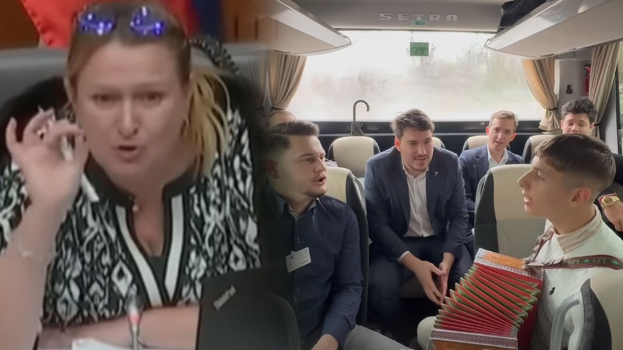 Pdmladek stranke SDS je poslanki Leni Grgurevič zapel cerkveno pesem