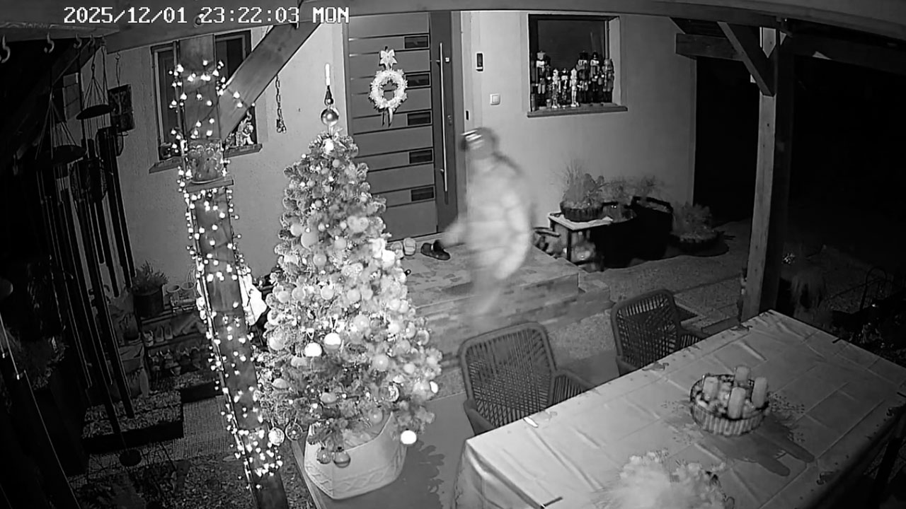 Nadzorna kamera v Semiču posnela moškega, ki je izpred hiše ukradel okrašeno božično smreko