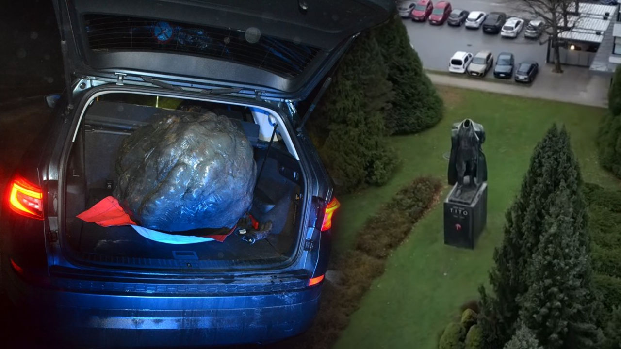 Policista v Velenju sta v vozilu 49-letnika našla glavo kipa Josipa Broza Tita