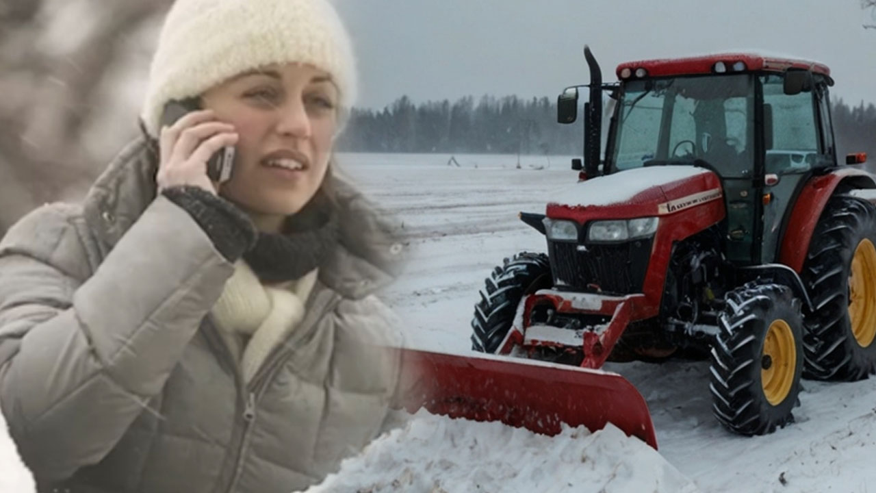 Voznik traktorja se je odzval na pritožbo Slovenke, ker cesta ni bila splužena