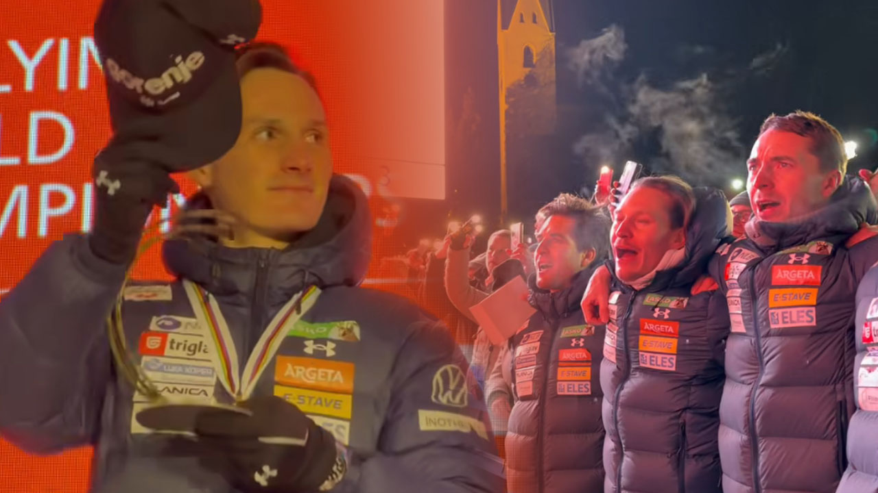 Slovenci peli Zdravljico, ko je Domen Prevc osvojil naslov svetovnega prvaka v poletih