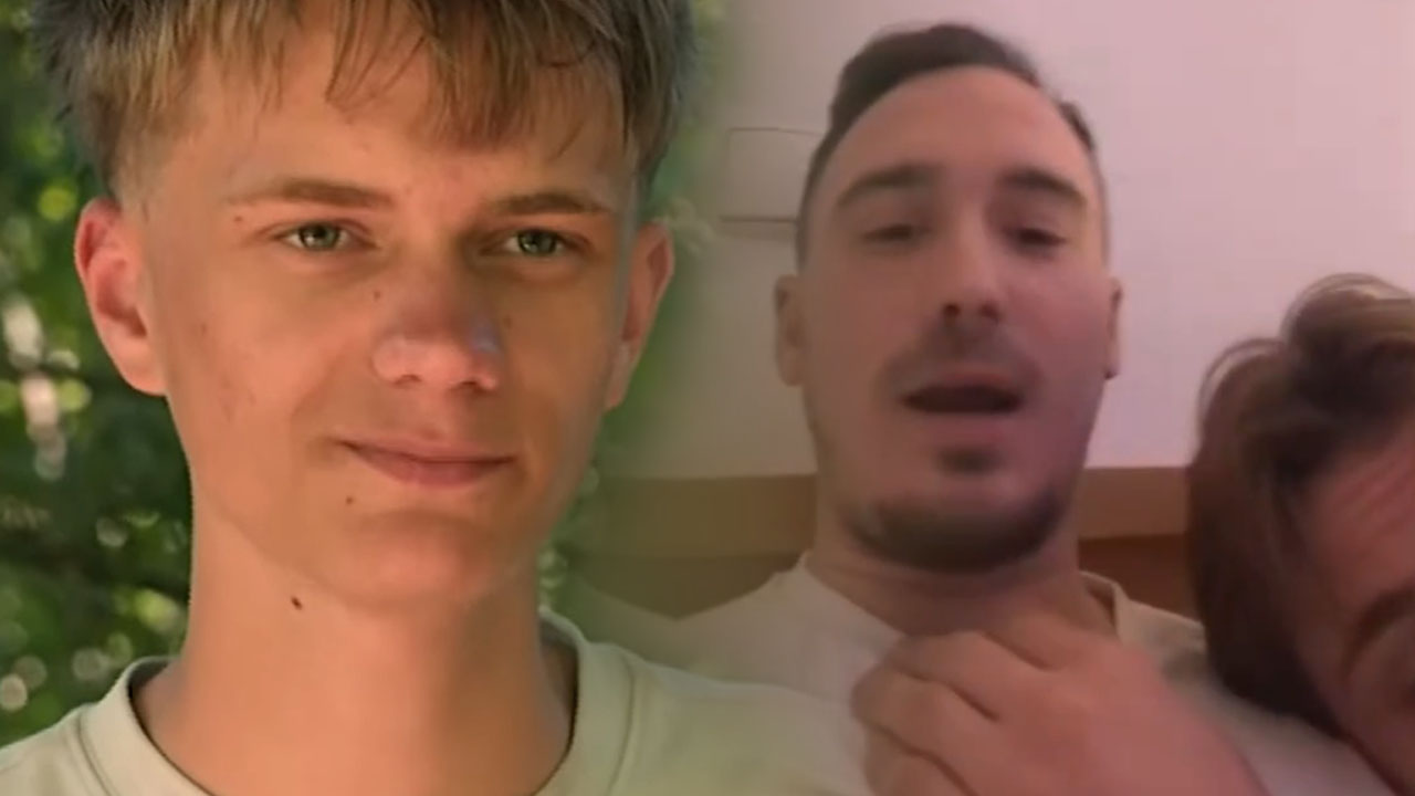 Mark Baržić in Žan Zore iz šova Kmetija med prenosom v živo na TikToku, kjer sta sprejela izziv gledalcev