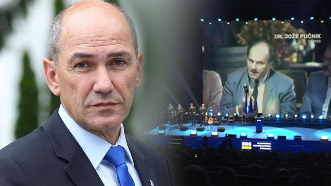 Skupina Erosi na odru konvencije SDS v Ljubljani med izvedbo priredbe pesmi Ako ne znaš šta je bilo