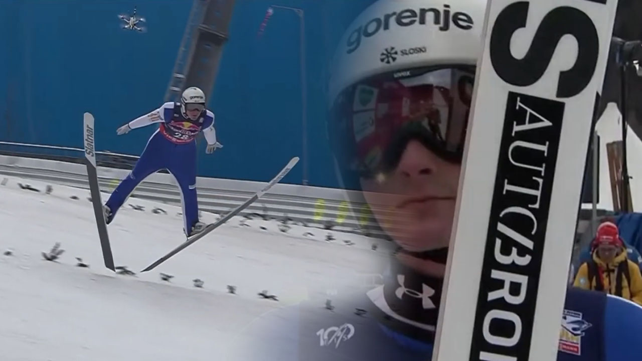 Nevaren polet Domna Prevca na Kulmu iz leta 2024, ko se je dotaknil letalnice