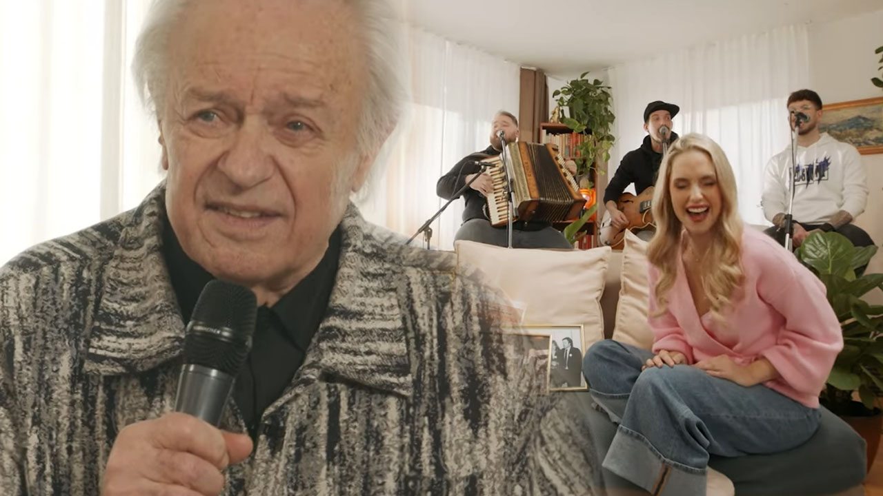 Alfi Nipič in Poskočni zapeli pesem Ostal bom muzikant na domu partnerice Blaža Švaba