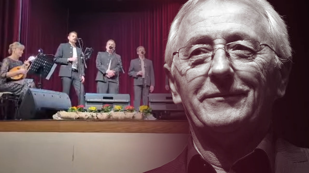 Slovenska klapa Semikantá poje pesem Oliverja Dragojevića Oprosti mi pape