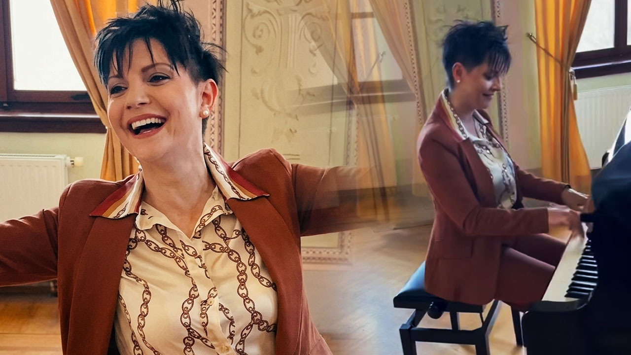 Tanja Žagar na klavir zaigrala skladbo Mozarta v dvorcu Rogatec