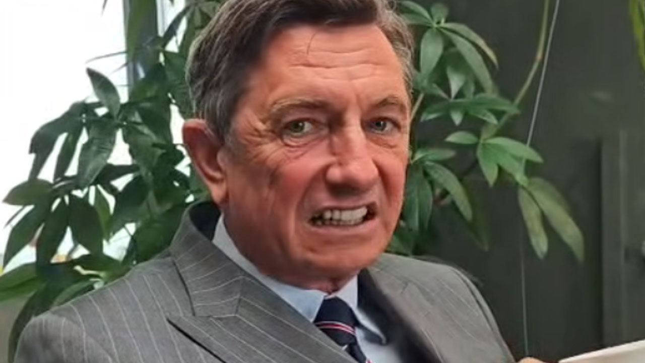 Borut Pahor s poudarjeno mimiko obraza zgrožen nad Ladom Bizovičarjem