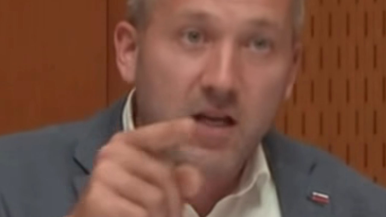 Poslanec Aleksander Reberšek med energičnim govorom v parlamentu o usodi slovenskega gospodarstva