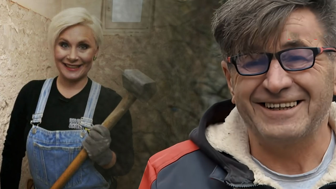 Mojster Bojan Žlebnik in voditeljica Ana Praznik iz oddaje Delovna akcija