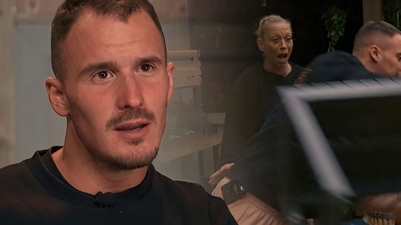 Jan na posestvu šova Kmetija v jezi vrže leseno klop proti bratu Žanu