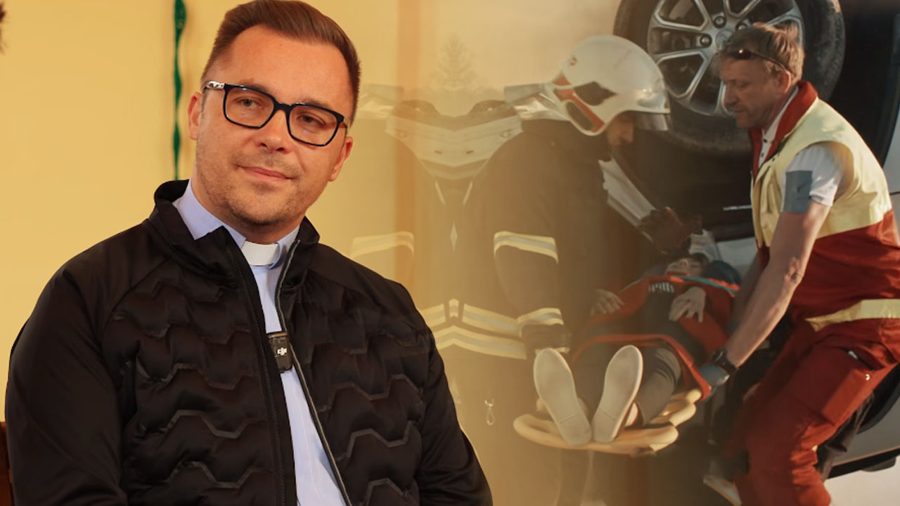 Dejan Pavlin, ki v župniji Krka opravlja delo župnika, v Ljubljani pa delo reševalca