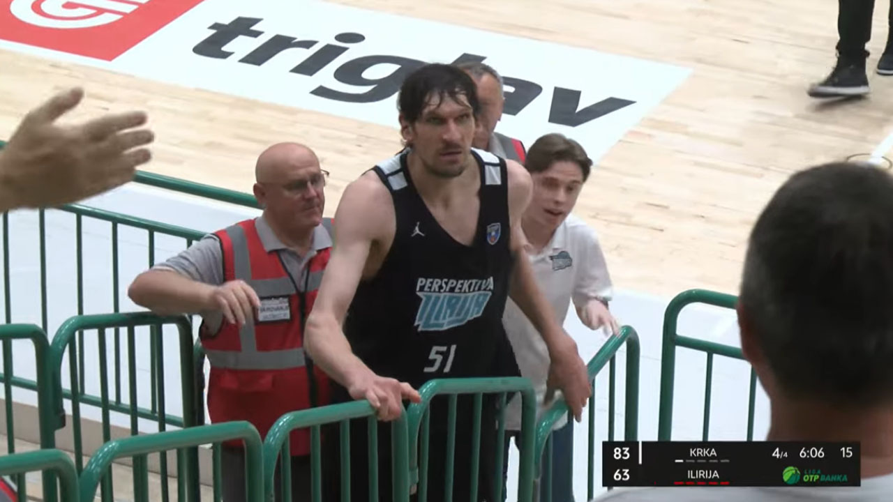 Boban Marjanović na polfinalni tekmi državnega prvenstva med Krko in Ilirijo izgubil živce